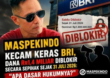 MASPEKINDO Mengecam Keras BRI KC Makassar Atas Pemblokiran Dana Rp1,4 Miliar Milik Nasabah Sejak 31 Juli 2026 : “Apa Dasar Hukumnya?”
