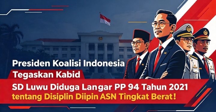 Presiden Koalisi Indonesia Tegaskan Kabid SD Luwu Diduga Langgar PP 94 Tahun 2021 tentang Disiplin ASN Tingkat Berat!